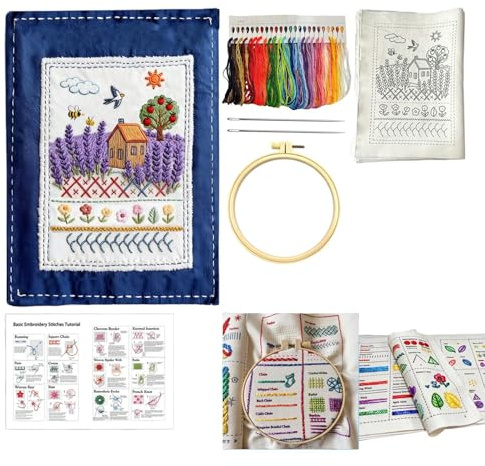 fatiaou Libro De Bordado Para Principiantes - Kit de 90 Patrones para Acolchar,Manual De Bordado A Mano - Para Aprender Por Adultos En Proyectos DIY Práctica De Manualidades Y Navidad