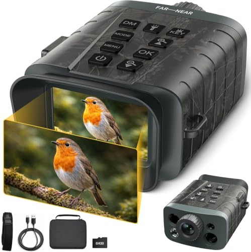 Dispositivo de visión nocturna, prismáticos infrarrojos 4 K 48 MP, dispositivo de visión nocturna, dispositivo de visión nocturna, caza, alcance de zoom digital 18X, alcance 450M, 5000 mAh, recargable
