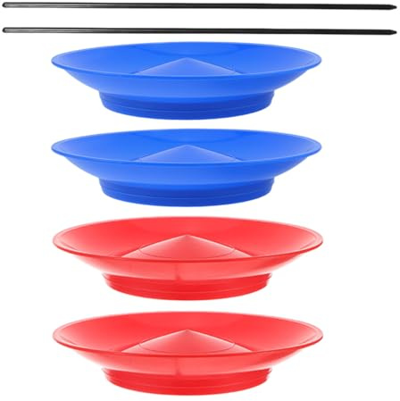 Abaodam 4pezzi Piatto Rotante in Plastica con Bastoncini Oggetto di Scena per Carnevale Accessori per Clown Articoli per Feste di Carnevale Giochi all Aperto