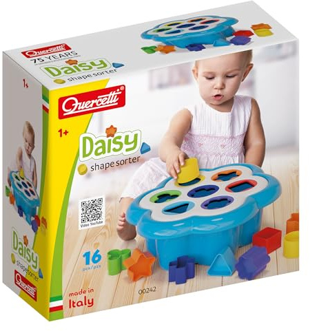 Quercetti Daisy Shape Sorter, Gioco incastri, Per bambino 1 4 anni, Per sviluppare manualità, Made in Italy 0242