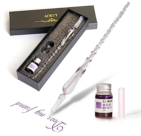 Juego de bolígrafo de cristal y accesorios para escritura y caligrafía, artículos de papelería, arte y artículos de decoración, color rosa