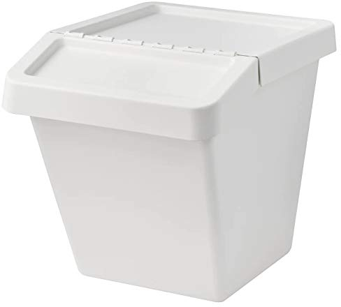 My Stylo Collection Waste Sorting Bin with Lid, White, 60 L, Assembled Size: Width: 41 cm Depth: 55 cm Height: 45 cm Volume: 60 L