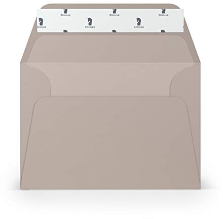 PAPERADO 50 Briefumschläge DIN C6 Haftklebung mit Seidenfutter Taupe gerippt Hell-Braun Schlamm - 100 g/m² Kuvert ohne Fenster 11,4 x 16,2 cm - Umschläge mit breiter Verschlussklappe