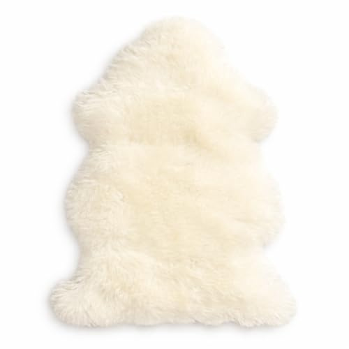 Peau de Mouton Peau d’Agneau 100% Bio Douce et Confortable, idéale pour Le Salon, sous la cheminée, la Chambre à Coucher, Blanc Tondue - Taille L 100-110 cm
