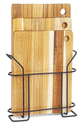 Stolf Set of 3 Edge Grain Teak Wood Cutting Boards with Stander – Eco-Friendly Sustainable Teak from Brazil, Handcrafted and Durable – Includes 33x18x1cm, 28x18x1cm, 25x18x1cm Boards