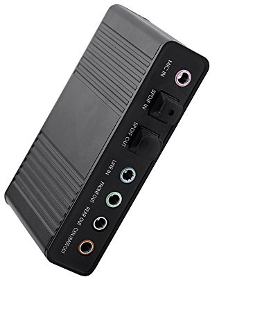 USB 2.0 External Sound Card 6 Channel 5.1 Surround Audio Adapter, with SPDIF Output, Mic Input, for PC