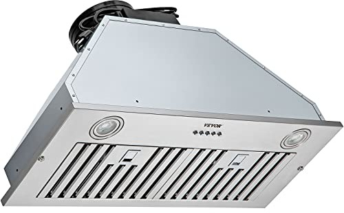 VEVOR Insert Range Hood, 800CFM 3-Speed, 27 Inch Stainless Steel Built-in Kitchen Vent with Push Button Control LED Lights Baffle Filters, Ducted/Ductless Convertible, ETL Listed…