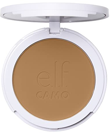 e.l.f. Camo Powder Foundation, leicht, mit Primer infundiert, aufbaubare & langanhaltende, mittlere bis volle Deckkraft, Medium 355 W