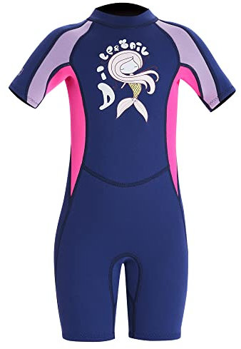 Yueta Kinder Neoprenanzug, 2.5 mm Neopren Tauchanzüge, wärmender Neoprenanzüge Kurze für Kinder Mädchen Jungen (Marineblau, S)