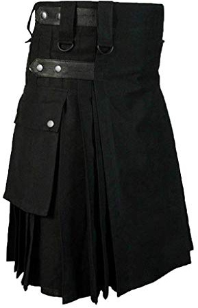 Jupe pour homme style écossais à carreaux moderne mode écossaise culottes individualité vintage décontractée jupe à carreaux avec poches hommes couleur épissure kilt écossais, Z noir., 3XL