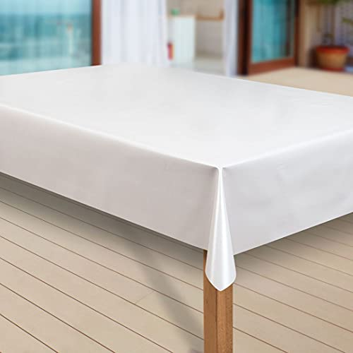 laro Wachstuch-Tischdecke Abwaschbar Garten-Tischdecke Wachstischdecke PVC Plastik-Tischdecken Eckig Meterware Wasserabweisend Abwischbar, Muster:Uni weiß, Größe:80x120 cm