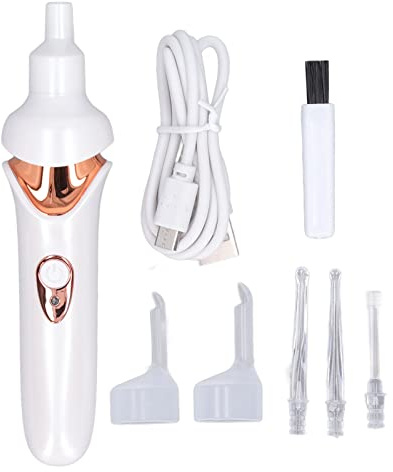 Aspiradora Eléctrica con Luz LED, Punta Suave, Herramienta de Extracción de Cera para el Oído, de Carga USB, Limpiador Suave para el Oído, Kit de Eliminación de Cera para Adultos (Blanco)