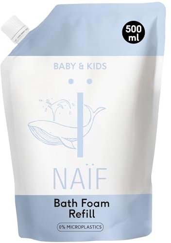 Naif Schiuma da bagno detergente per neonati e bambini, ricarica – Riempi la tua schiuma vuota con la nostra nuova ricarica – Senza SLES, microplastica, oli minerali – 500 ml