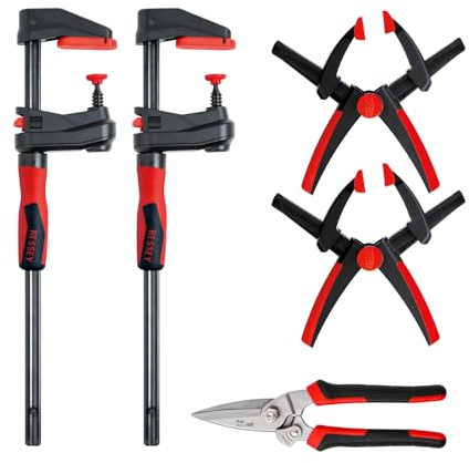 BESSEY Limitiertes DIY Aktionsset SET1-A, mit Spann- und Schneidwerkzeugen für viele Einsatzmöglichkeiten, 2 x GK15, 2 x XV5-100, 1 x D52-2