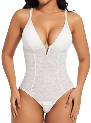 Joyshaper Shapewear dam, body, spets, mage, formande kroppsformare, v-ringad, formande bodysuit, bodysuit