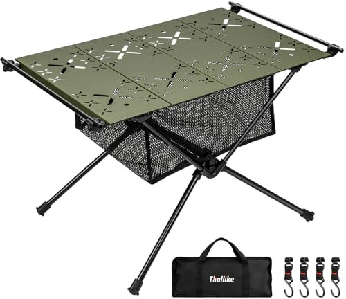 Campingtisch Klappbar,Aluminium Klapptisch Camping Tisch mit Tragetasche und Netztasche,Ultraleicht Tragbar Picknick-Tisch, Faltbarer Gartentisch für Picknick Garten Reisen(60x40x40cm)-dunkelgrün