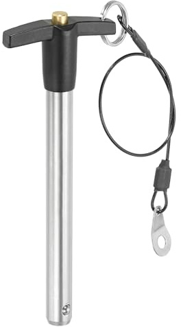 PATIKIL Pinze Blocco a Maniglia a T 1/2 x 3,94 (12 x 100mm), Perno a Sgancio Rapido, Perni Posizionamento Sicurezza Acciaio Inossidabile 304 con Pulsante, Cavo con Cordino da 25 Cm