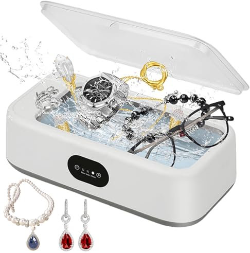 Asfrode Dispositivo de limpieza ultrasónica, 640 ml, limpiador ultrasónico, 49000 Hz, 24 W, limpiador ultrasónico para gafas, anillos, monedas, plata, oro
