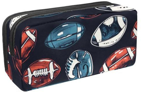 VAPOKF Federmäppchen, Federmäppchen, Schüler-Schreibwaren-Tasche für Teenager, Jungen, Mädchen, Schule, Bürobedarf – American Football Helme, multi, 2.3x8.2x3.9in/6x21x10cm, Taschen-Organizer