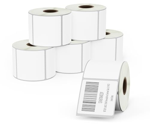 BETCKEY - 6 rullar avtagbara filmetiketter, 51mm x 51mm, 4500 etiketter utan rester lätt avtagbara för termodrucker