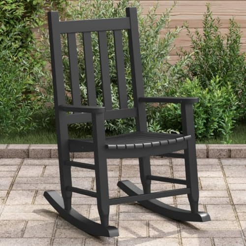 WKIEQACO Mecedora para niños, de madera maciza de álamo, color negro