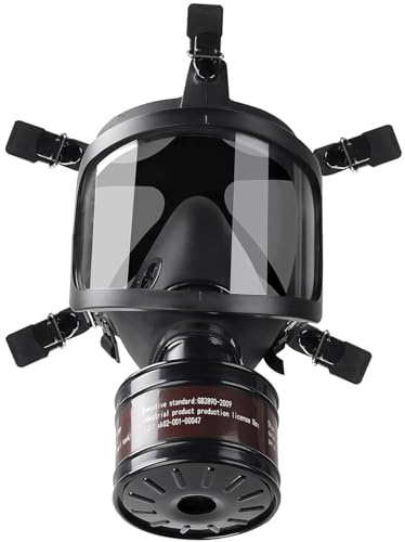 Full Face Respirator Mask with 40mm Activated Carbon Filter for Protection Against Dust, Gases, Vapors, and Chemicals in Survival, Nuclear, Chemical, Resin, Sanding, Spraying, and Building Work