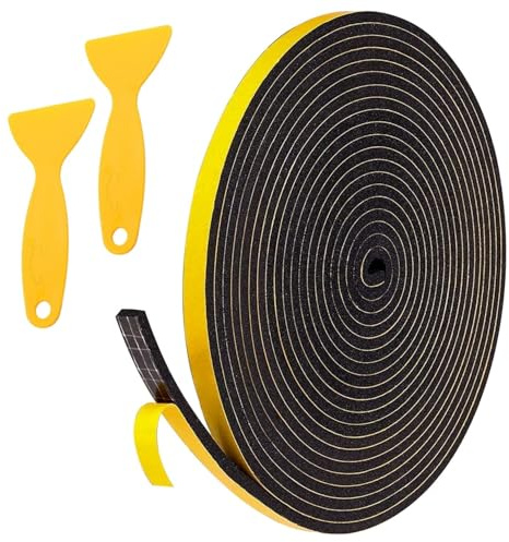 Lyivisk 6m Cinta de sellado para encimera 6mm x 3mm Cinta adhesiva autoadhesiva para vitrocerámica e inducción con pequeño raspador de goma esponjosa Banda de montaje para placa de cocina