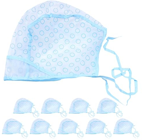 HONITANO Cuffie per Tintura Chioma con Mèches 10 Pezzi Blu con Cappuccio e Mantello Protettivo Riutilizzabili per Colorazione Fai da Te e Uso Salone Professionale