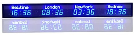 Horloge à 4 fuseaux horaires, horloge multizone, écran d'affichage de l'horloge mondiale numérique LED, écran d'affichage LED intérieur Modes multiples(HIT4-2.3B)