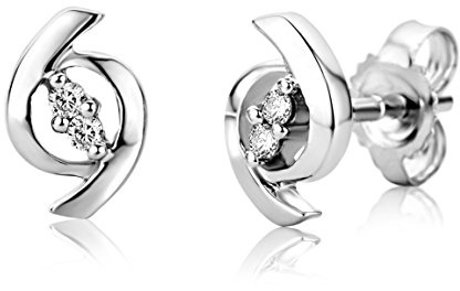 Miore - Orecchino da donna con diamante (0,04 ct), oro bianco 9k (375)