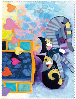 Fridolin 18863 Brillenputztuch Rosina Wachtmeister - Flying Hearts, Mikrofaser, 18 x 12,5 cm