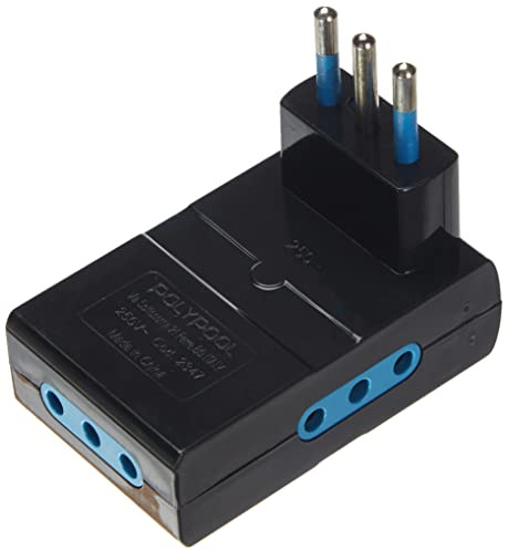Poly Pool PP2347.1 Adattatore Salvaspazio Triplo Spina Piccola e 3 Prese 10 A Fuori Asse Nero