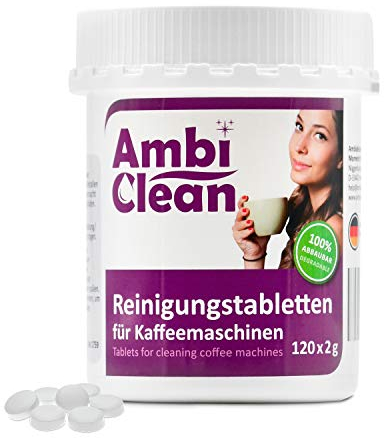 AmbiClean®-Reinigungstabletten für Kaffeevollautomaten, Espressomaschinen, Pad-Maschinen, Kapselmaschinen und Getränkeautomaten I Cleaning Tablets zur Reinigung von Kaffeefetten und -Ölen I 120 Tabs