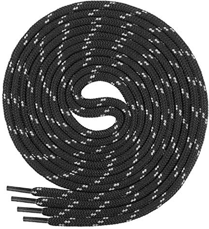Lacci per scarpe da lavoro e da trekking Di Ficchiano – molto resistenti – diametro di ca. 4,5 mm, 70 cm – 220 cm di lunghezza, poliestere I Made in Europe., Adulti (unisex), nero/grigio, 140 cm / ø 4,5mm