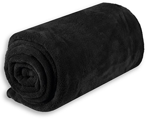 Bestlivings Babydecke Schmusedecke Kuscheldecke Krabbeldecke Wickeldecke Mikrofaser viele Farben und Größen (ca. 90x140 cm/schwarz - Black)