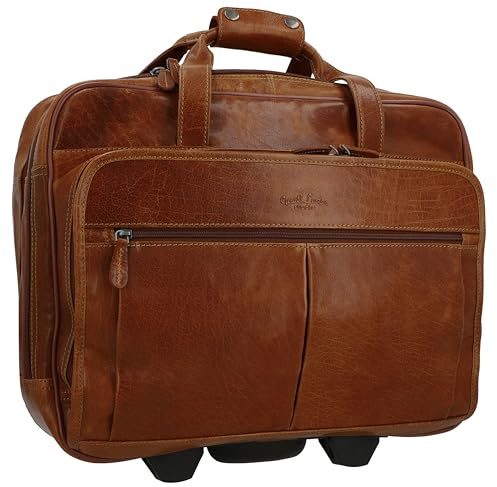 Gusti Trolley De Cuero Duncan – Maleta De Cabina De Cuero Auténtico Con Ruedas – Trolley De Negocios Y Maletín Con Compartimento Para Portátil, Ideal Para Viajes Y Trabajo