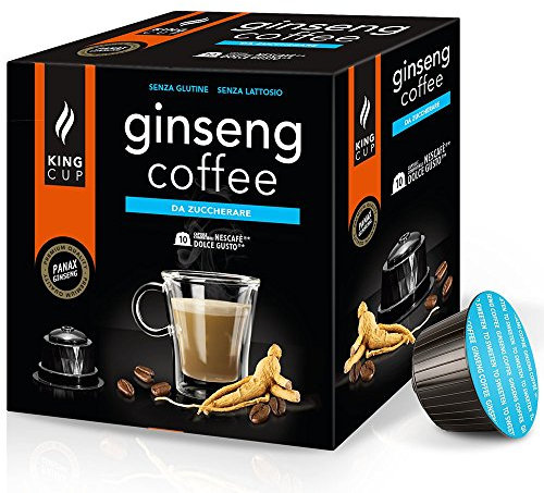 King Cup - 1 Confezione da 10 Capsule di Ginseng da Zuccherare, 10 Capsule 100% Compatibili con Sistema Nescafè Dolce Gusto di Bevanda al Gusto di Ginseng, Senza Glutine e Senza Lattosio