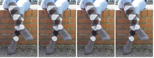 Rhinegold Womens Horse Riding Socks with Reinforced Cushioned Soles - Grey/Brown - Equestrian Knee High Socks for Women - Ladies Knee Length Socks with Hygenic Antimicrobial Properties