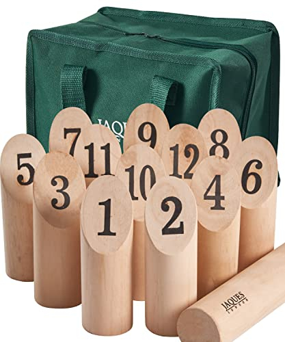 Jaques of London Wooden Skittles | Throwing Games | Skittles Game for Gardens | Outdoor Games for Adults & Kids | Since 1795