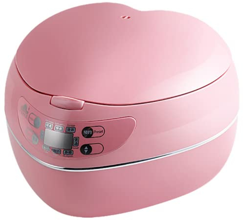 fUfIzU Fornello di Riso A Forma di Cuore di Pesca, Cuociriso Intelligente da 300 W, 1,8 L, 1-3 Persone, Padella Antiaderente, Isolamento A Temperatura Costante,Rosa