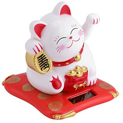 Gattino Che Saluta, Simpatico Gatto Che Saluta Ad Energia Solare, Buona Fortuna, Ricchezza, Che Accoglie Gatti, Decorazioni per la Casa, Decorazioni per Auto (Bianco) (#2)
