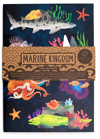Puckator Marine Kingdom Recycled Paper A5 Notebook - School Teacher Student Homework Study Planner Notepad - Collage University Essentials Journals Planners - Jotter Uni Gifts Stationery Supplies