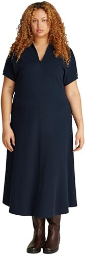Tommy Hilfiger Robe Polo Femme Lyocell Midi, Bleu (Dark Night Navy), 54
