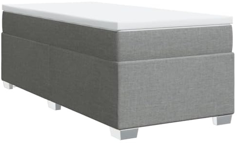 vidaXL Cama Box Spring con colchón Tela Gris Claro 90x200 cm, boxspring, Camas con somier, Muebles de Dormitorio, Cama con somier, Cama
