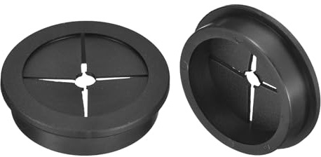 QUARKZMAN 2 stycken kabelgenomföring, 45 mm (1–3/4 tum) skrivbordsgenomföring flexibla gummikabelgenomföring trådhålsskydd för kontor datorbord kabelarrangör, svart