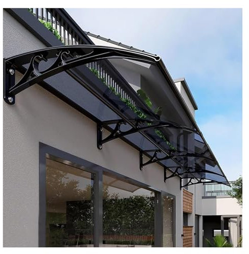 WJXIN Marquise de Porte Exterieur 100x200cm, Auvent Porte D’Entrée en Polycarbonate, Auvent Marquise Aluminium, Protection Contre Pluie et UV(100x180cm(39x71in))