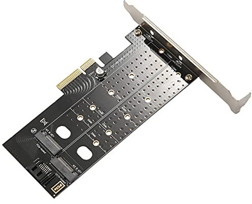 Huhudyy Adattatore doppio M.2 Pcie, M2 Ssd Nvme (chiave M) o SATA (chiave B) 22110 2280 2260 2242 2230 a Pci-E 3.0 X 4 Scheda di espansione controller host per slot desktop Pci Express