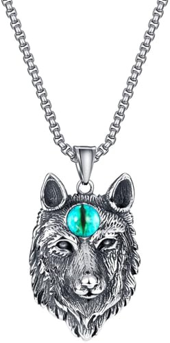 MOPZIJA Colgante Vikingo Nórdico - Collar Ajustable Con Amuleto de Colmillo de Lobo/Yin Yang/Cabeza de Lobo - Personalizable Para Hombre