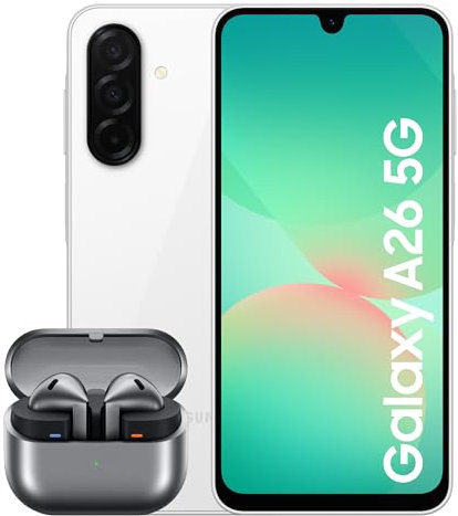 Samsung Galaxy A26 5G Smartphone, Awesome Intelligence, 8GB Memory, 256GB Storage, 50MP Camera, White Galaxy Fit3, Black (UK Version)