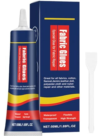 Tyglim, tyglim – 50 ml tyg flytande lim – 24 timmar torkning starkt fiberlim för tvättmaskin och torktumlare, kompatibelt med kläder, nylon, denim, läder, ull, dockprodukter rep
